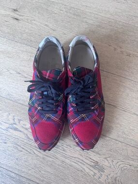 Burberry Mens Red Check Sneakers - EU 43